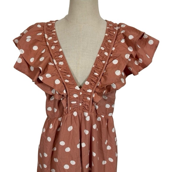 Roller Rabbit Polka Dot Ondine Tiered Ruffle Dress in Clay Color - Picture 7 of 16